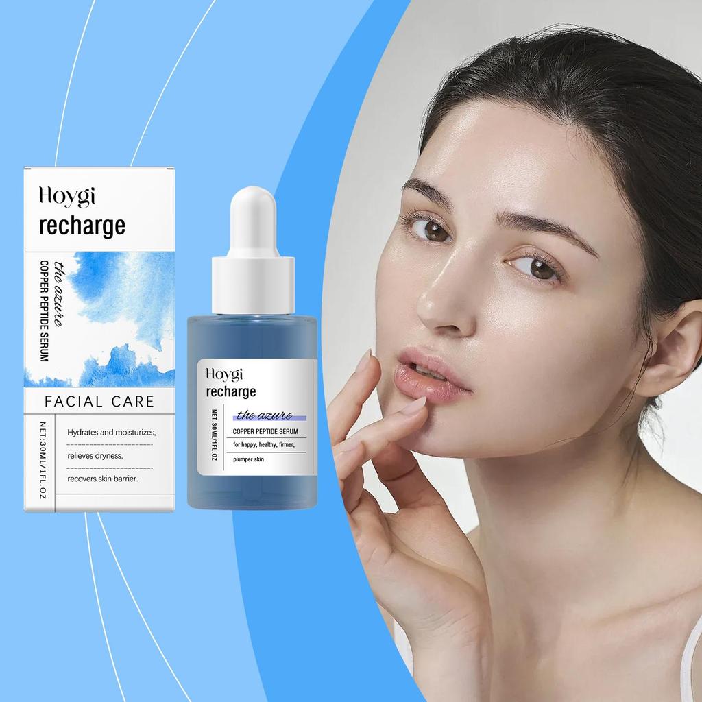 Blue Copper Peptide Facial Serum Anti-Aging Treatment Helps Firm Skin Deep Hydration Gentle Care Improve Skin Texture Brighten