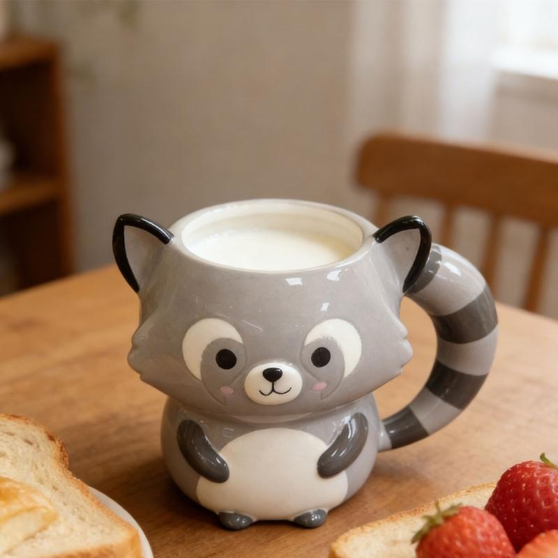 Keramische Koffiekop met Schattige Wasberen Dierlijk Ontwerp Hete Koude Drank Mok Drinkgerei Cadeau voor Huis Kantoor Decoraties