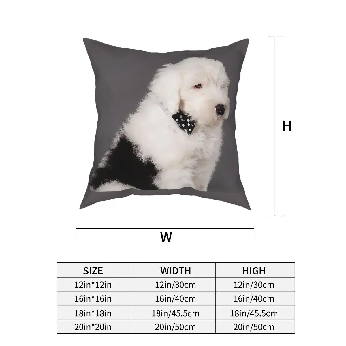 

Наволочка с изображением старой английской овчарки, квадратная наволочка из полиэстера, симпатичная собака-бобтейл, забавные наволочки 66x66cm чёрный