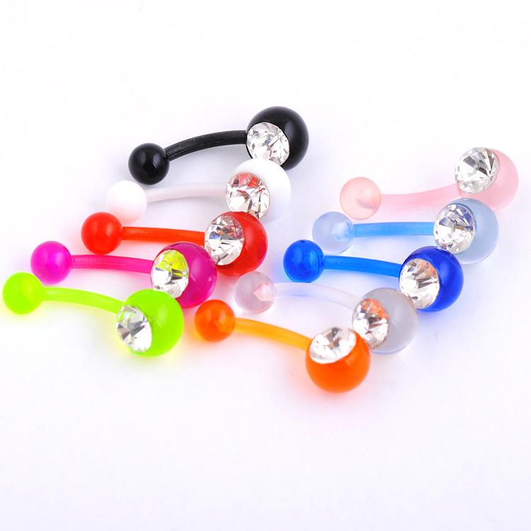 

Популярные ювелирные изделия из нержавеющей стали, акриловая пряжка для пупка с инкрустацией бриллиантами