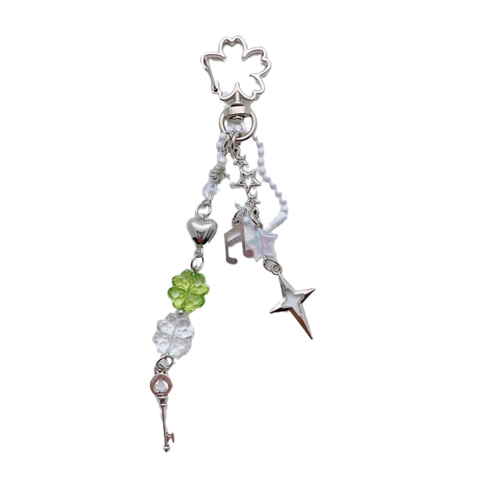 

Уникальный брелок-подвеска в виде цветка-звезды, модный аксессуар для сумки, держатель для ключей, украшение с бусинами для девичьих кошельков и ключей зелёный