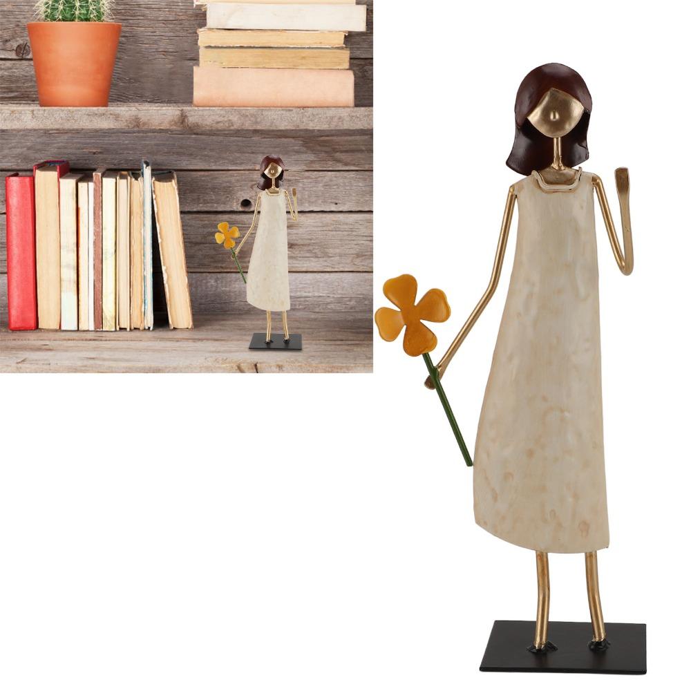 Vintage Iron Art Figurine Iron Desk Ornament Decor Statues Standing People Figurine Office Desk