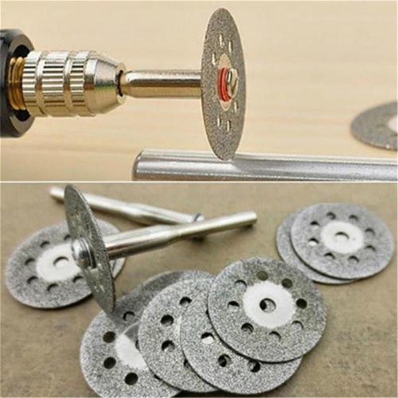 

10Pcs Mini Sharp With Hole Diamond Cut Off Rotary Tool Cutting Disc Disks DIY Tools Accessories For Dremel 2Pcs Rod
