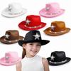 Wide Brim Cowboy Hat Sparkly Star Cowgirl Hat Fashion Jazz Cap  For Dress-Up Party Festival