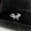 Stacked Wind Butterfly Blue Diamond Personalized Butterfly Wing Fog Blue Advanced Sense Opening Ring Female Neutral Wind Simple Versatile Ring
