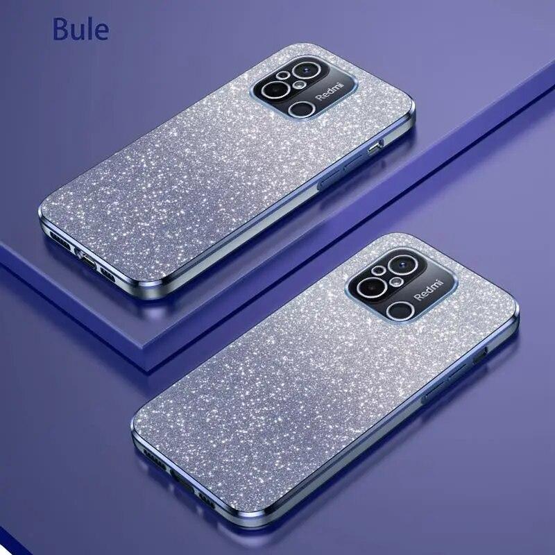 

10 12 C 9 A Luxury Glitter Gradient Plating Case для Xiaomi Redmi 12c 10c 10a 9c Nfc 9t Жіноча м’яка силіконова задня кришка Redmi K40 синій