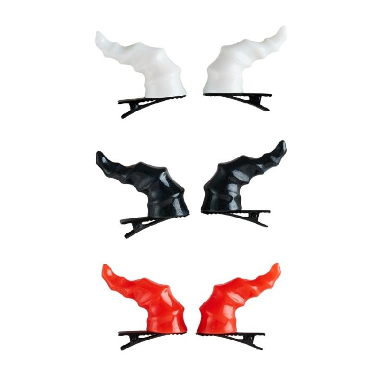 Barrettes Mini Dragon Horn for Girl Halloween Theme Parties Devil Hair Clip