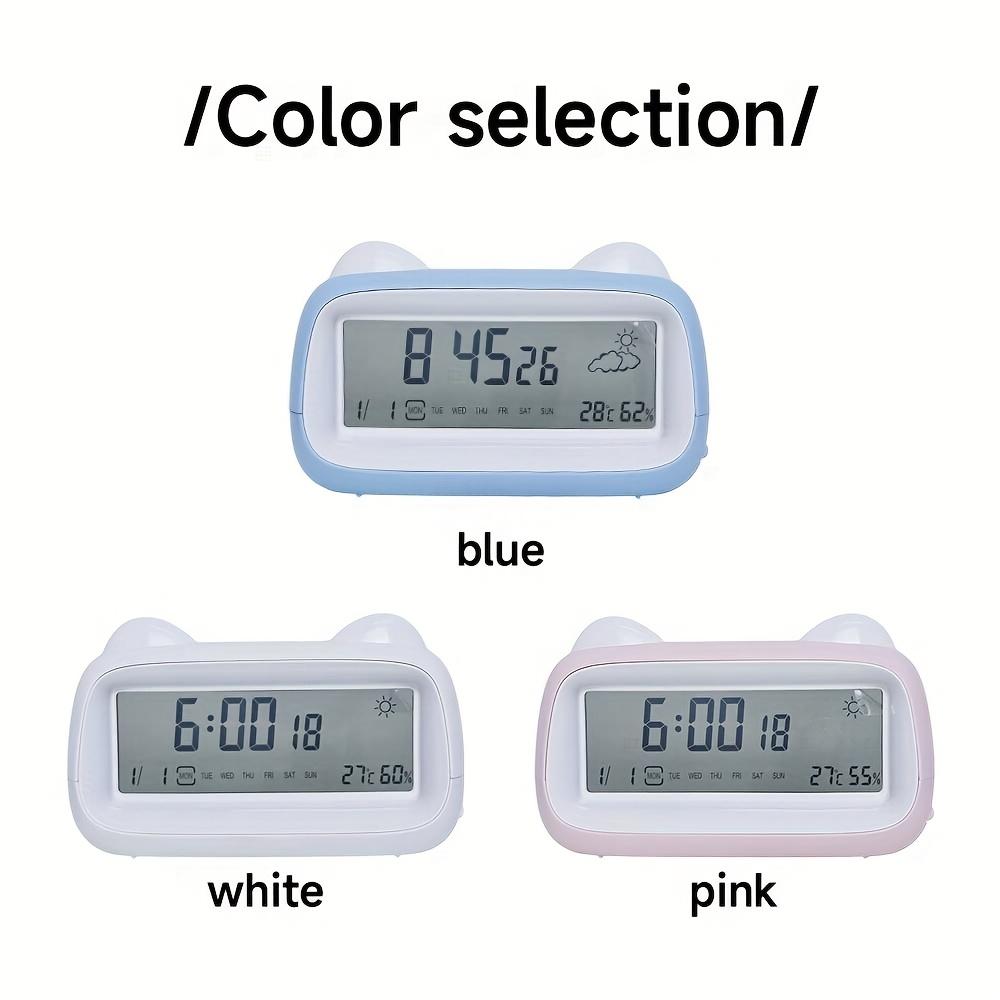 Modern LED Cat Alarm Clock with Silent Mode, Digital Display for Time, Date,Temperature Cartoon Cat Design,Battery Operated AAA,Ideal for Home Decor,