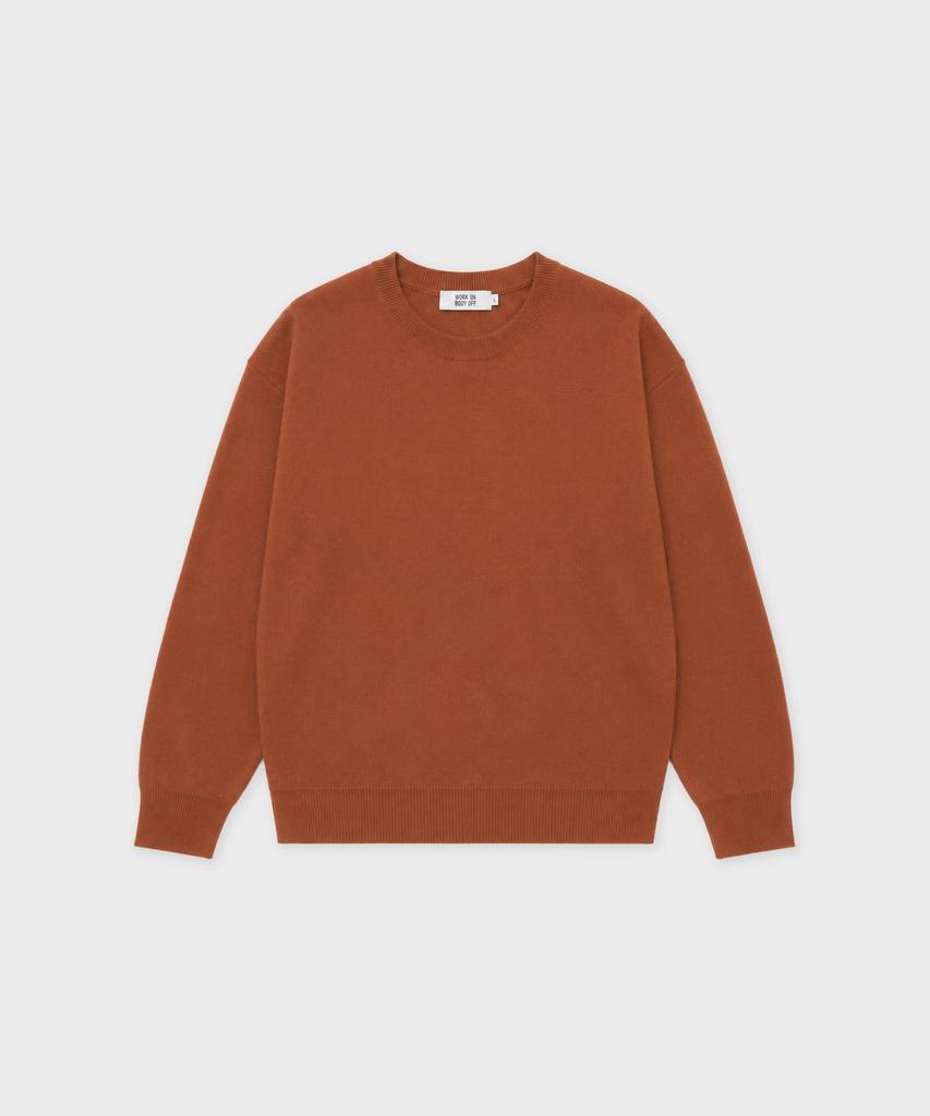 WORK ON BODY OFF Verno Semi-Overfit Round Neck Knit [Orange]