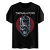 Men'S Graphic T-Shirt Featuring A Terminator Design with Red Glowing Eyes and A Metallic Skull Perfect for Casual Summer