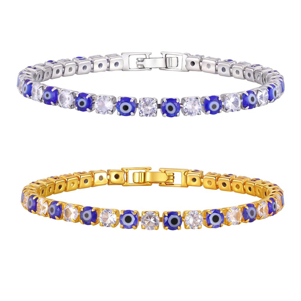 Luxury Zirconia Tennis Bracelet Hiphop Iced Cubic Zirconia Crystal Bracelets For Women Men Devil's Eye Chain Bracelet Jewelry