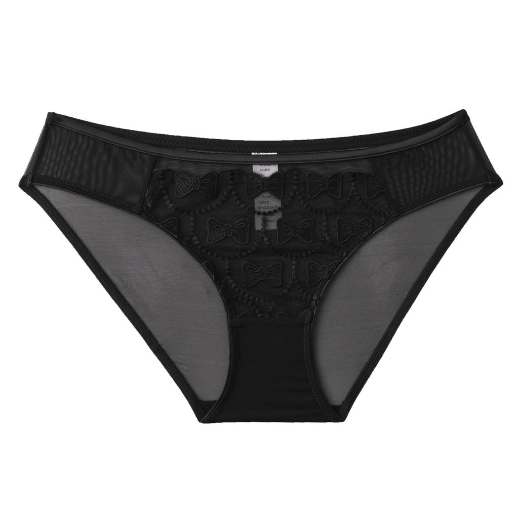 French sexy lace panties mesh embroidered bow ultra-thin briefs for women breathable mid-waist panties for women