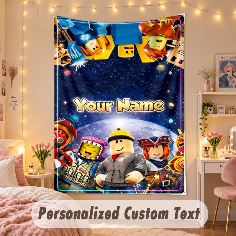 Custom Personalized Tapestry,Roblox Print Custom Name Text Wall Art Hanging for Bedroom