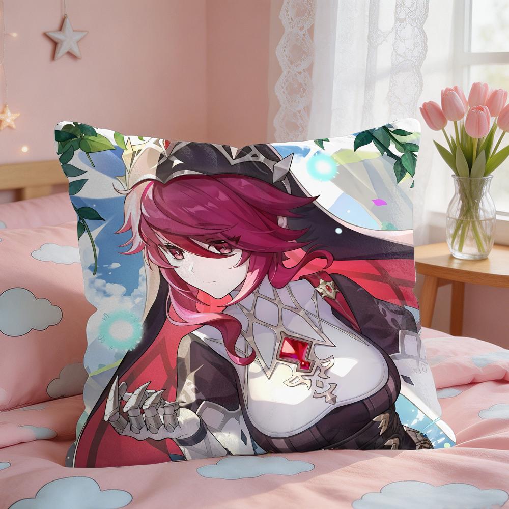 Rosaria Genshin Game Cushion Cover Short Plush Pillow Case Room Sofa Cushion Covers Home Decor Funda