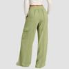 Women's Casual Fashion Color Elastic Waist Drawstring Workwear Wide Leg Pants With Pockets