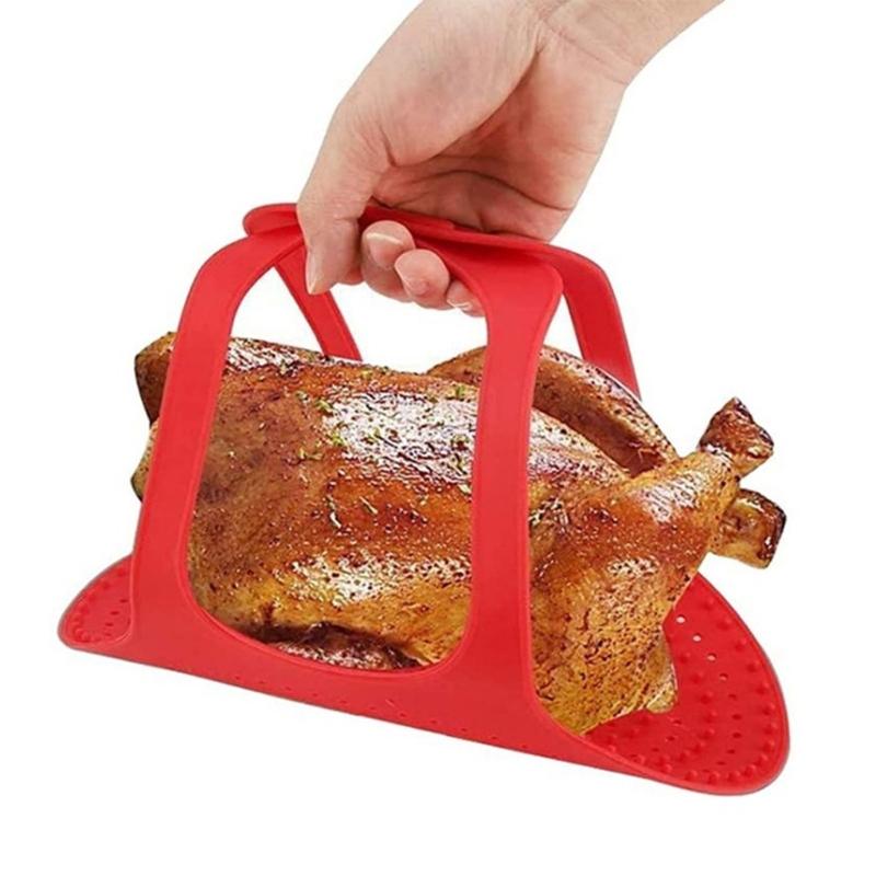 Food Grade Silicone Turkey Lift Pad with Locking Handle Heat Resistant Multipurpose Kitchen Cooking Utensil Tool