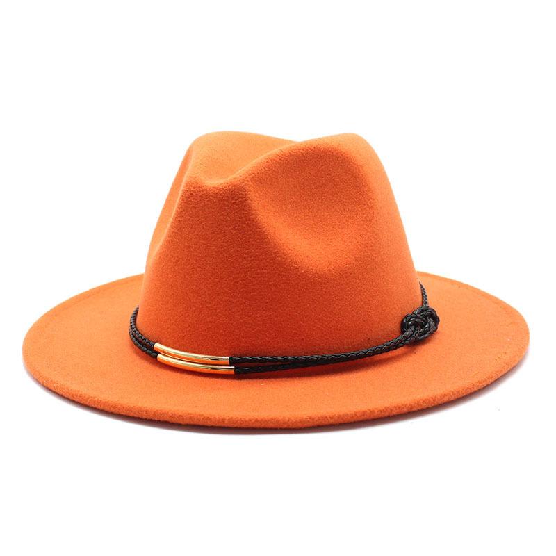 Hat Men'S And Women'S Jazz Hat Quarterly British Retro Belt White Top Hat Woolen Gentleman'S Hat