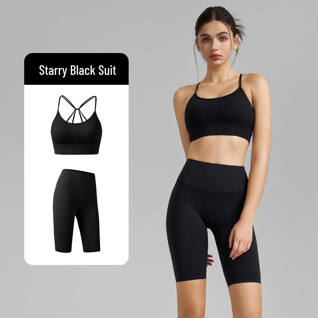 Autumn 2025 Women's Two-Piece Fitness Set: Lycra Yoga Capris & Sports Bra