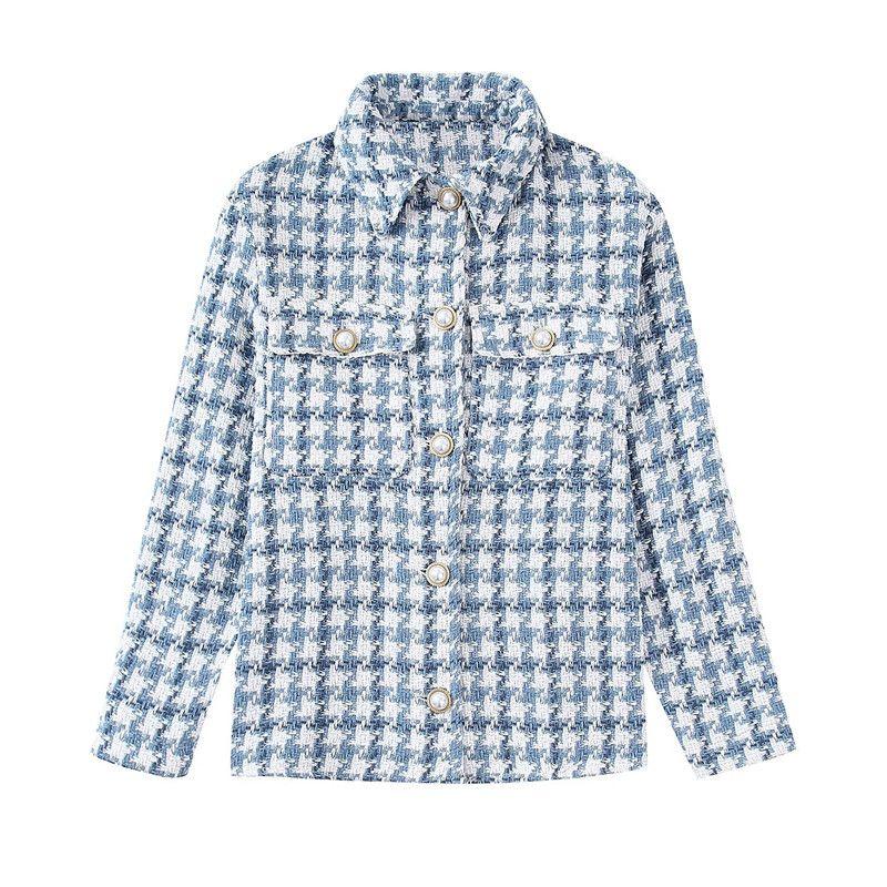 Ur New Women's Artificial Pearl Button Texture Shirt