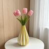 Gestreept Keramisch Vaas Verticale Streep Decoratieve Bloemenvaas Handgeschilderd Kleine Knopvaas voor Woonkamer