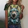 3D Printed Animal T Shirt Women Funny Wolf Pattern Tees Summer Harajuku T-Shirts Y2k Tops Loose Short Sleeves T-Shirts