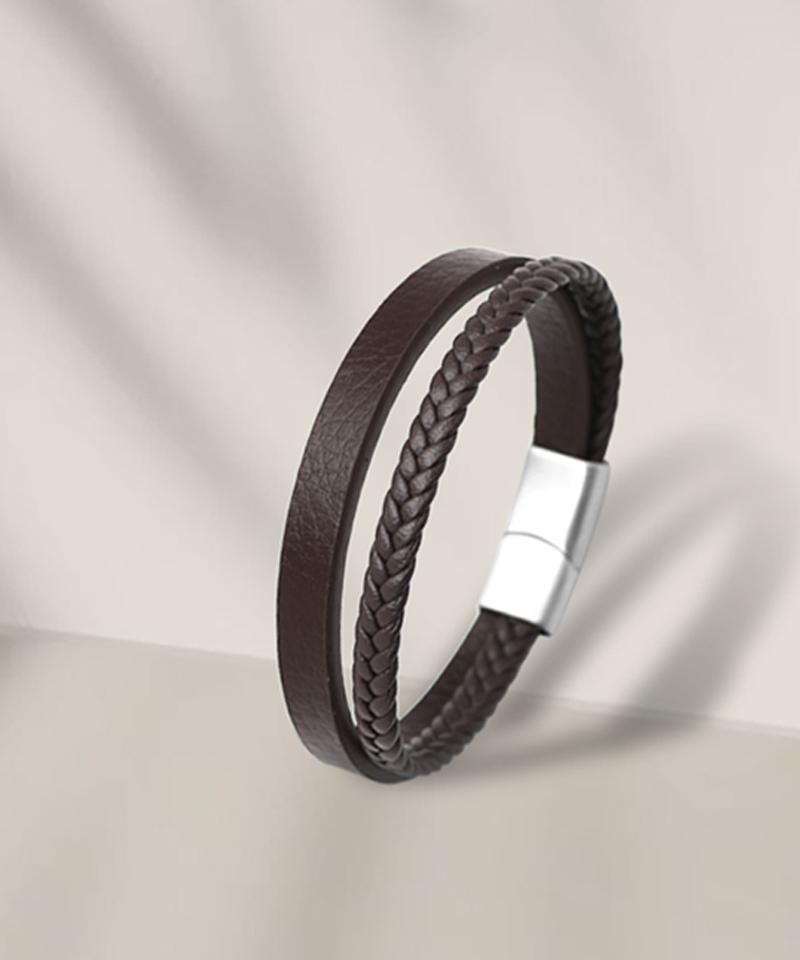 Blancier Bm258B1180 Brown Layered Cowhide Men'S Bracelet