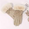 Soft Winter Suede Gloves Velvet Women Cycling Mittens Skiing Pu Leather Gloves  Autumn