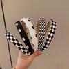 1pc Retro Black and White Grid Chessboard Hairband for Women, Thin Sponge Hair Clip, French High Forehead Headpiece for Autumn