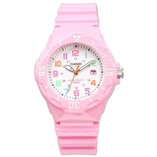 CASIO analog wristwatch LRW-200H-4B2V women kids cheap pastel pink multicolor overseas model.