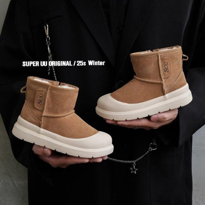 Winter Jungen Fellgefütterte Schneestiefel Kleine Mädchen Fleecegefütterte Verdickte Warme Kurze Stiefel Kinder Wasserdichte und Rutschfeste Baumwollschuhe