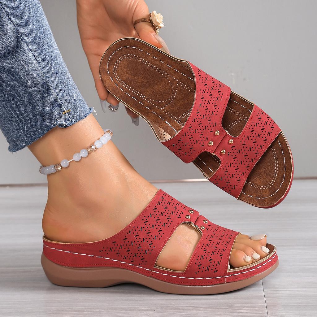 Summer thick-soled slippers large size casual fish mouth I-shaped thick-soled beach slippers