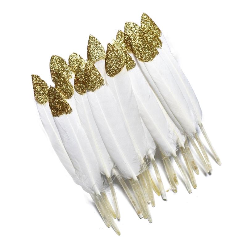 10Pcs/Lot Silver Gold Duck Feathers For Decoration Goose Feather Craft Black White Jewelry Creation Handicraft Accessories Decor