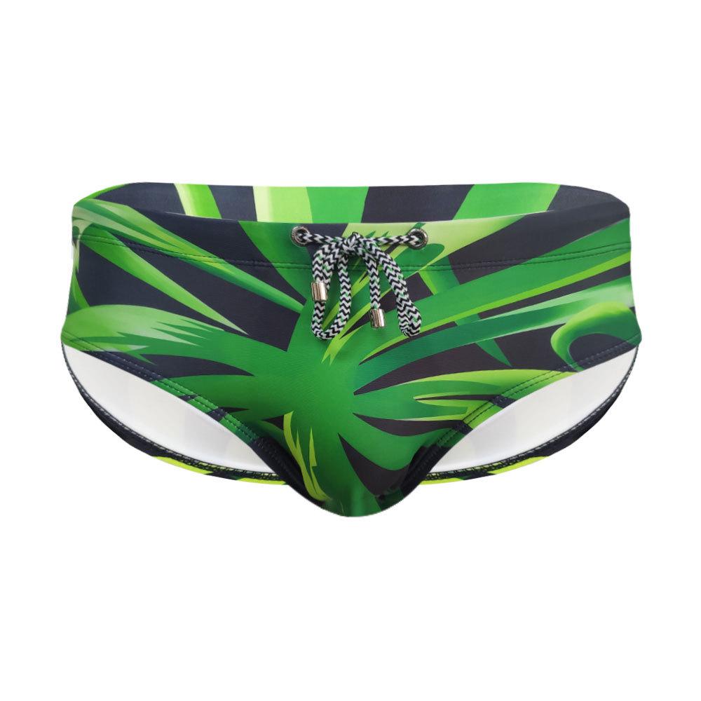 

Мужские плавки-бикини треугольной формы с принтом зеленых листьев - Модные и сексуальные XL зелёный/лист