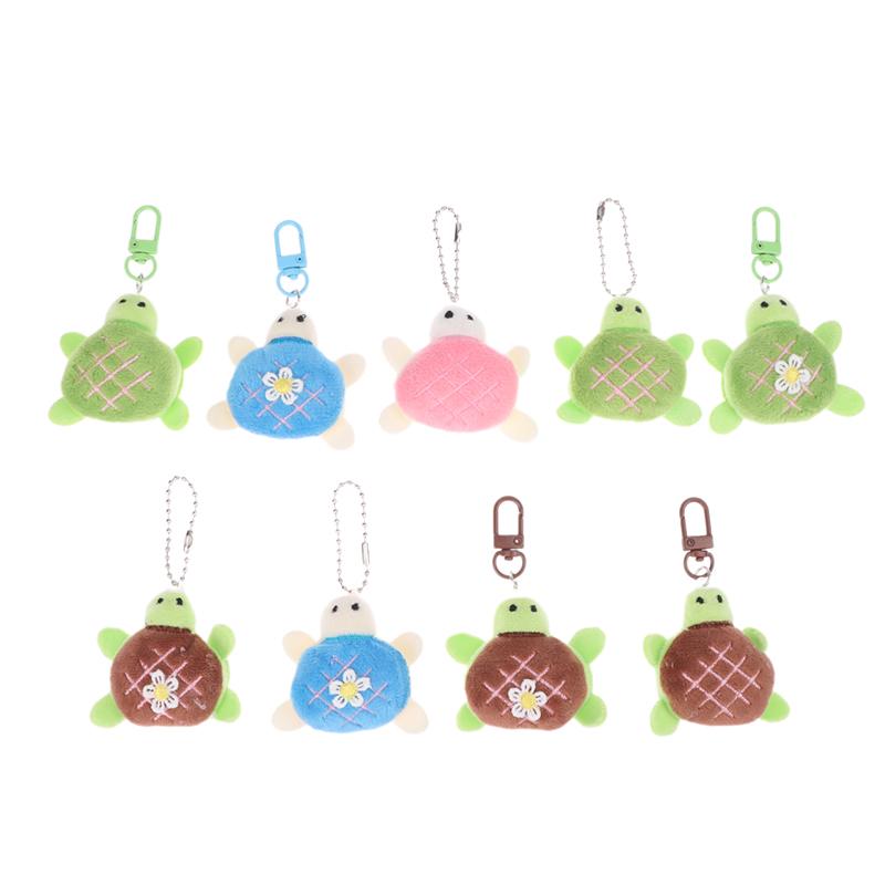 Cartoon Turtle Plush Doll Keychain Anti-Lost Keyring Children Fluffty Keyring Stuffed Animal Doll School Bag Pendant