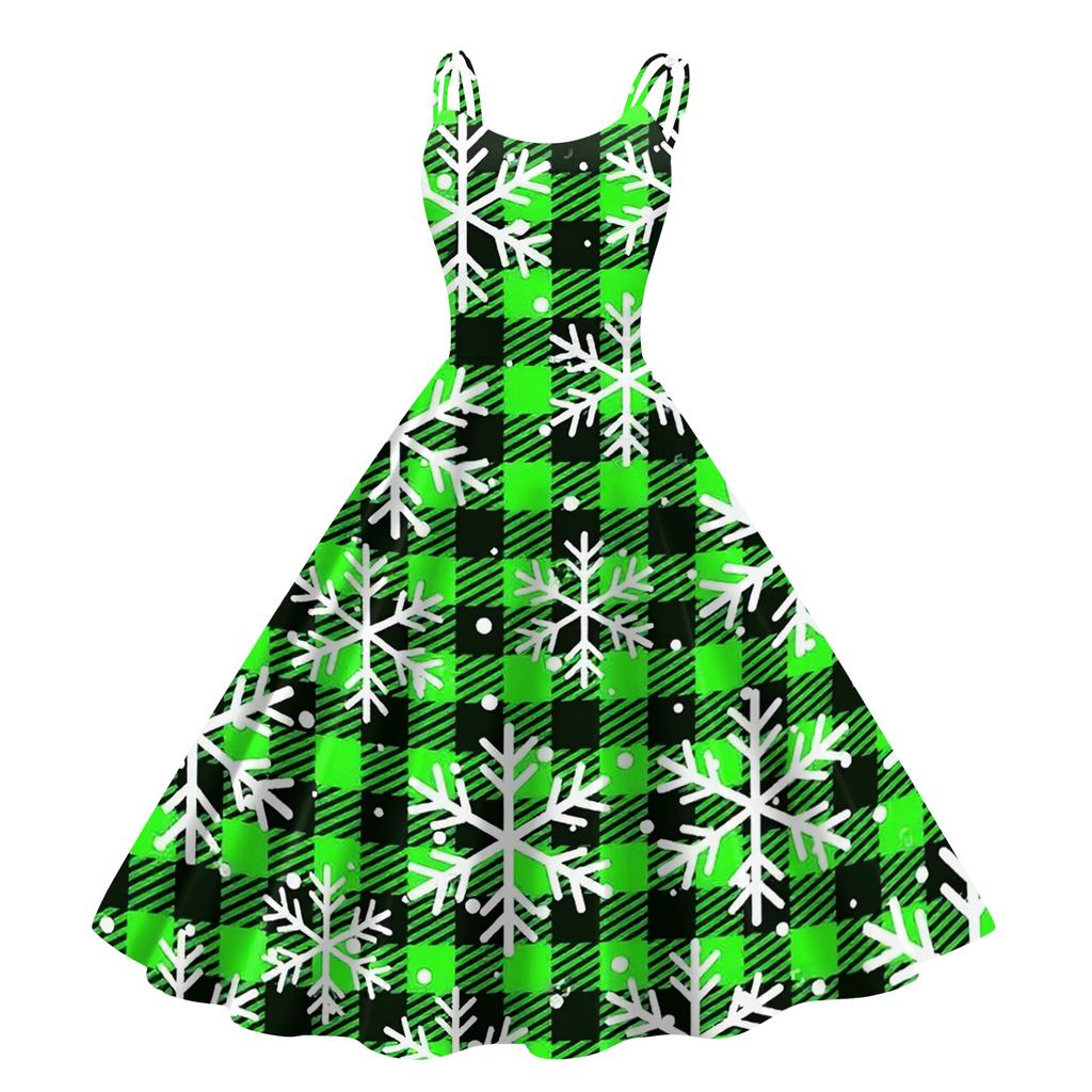 Children's Fashion Casual Christmas Print Sexy Off-the-shoulder Punk Retro Dress