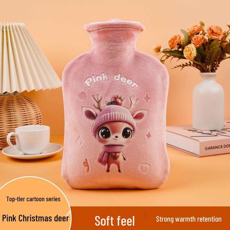 Kaqikete Cute Cartoon Plush Refillable Winter Hot Water Bottle & Hand Warmer