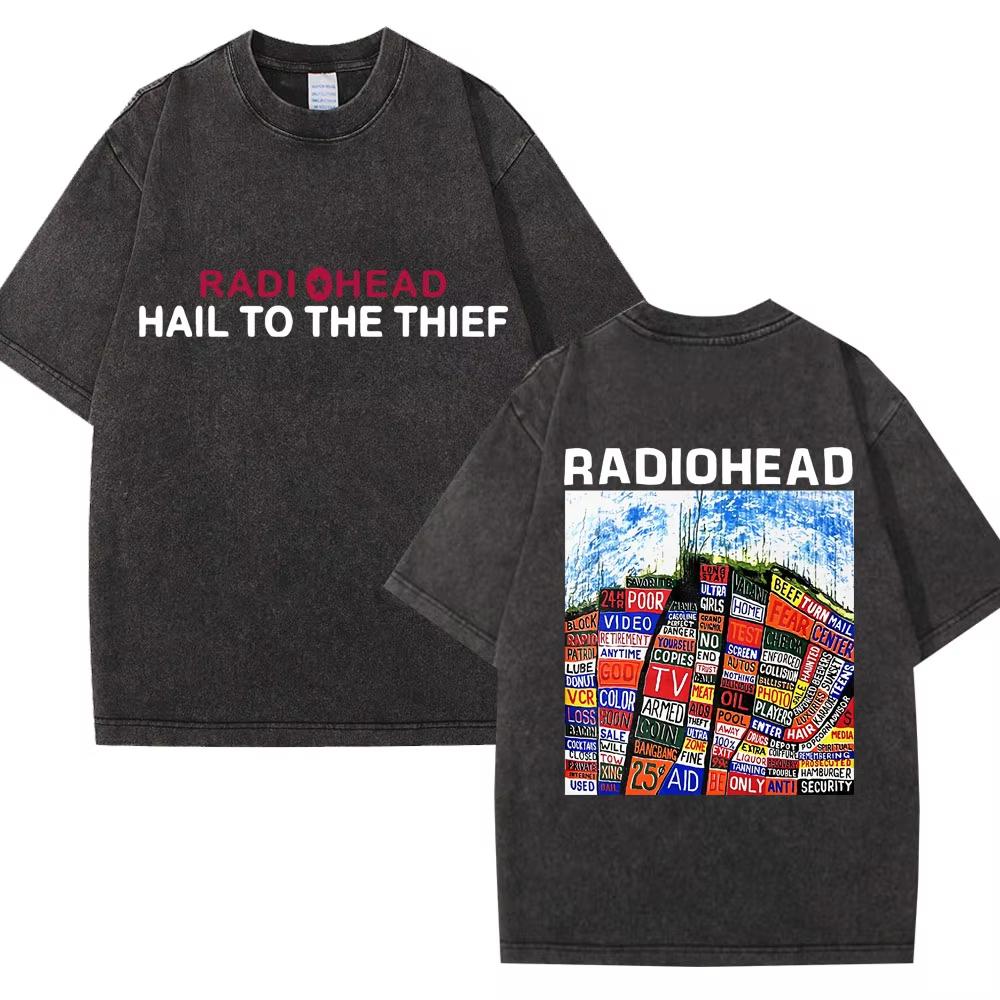 Wyprała Koszulka Retro Rock Band Radiohead The Bends Mężczyźni Kobiety Moda Hip Hop Gotycka Koszulka Oversize Bawełniana Codzienna Męskie Koszulki
