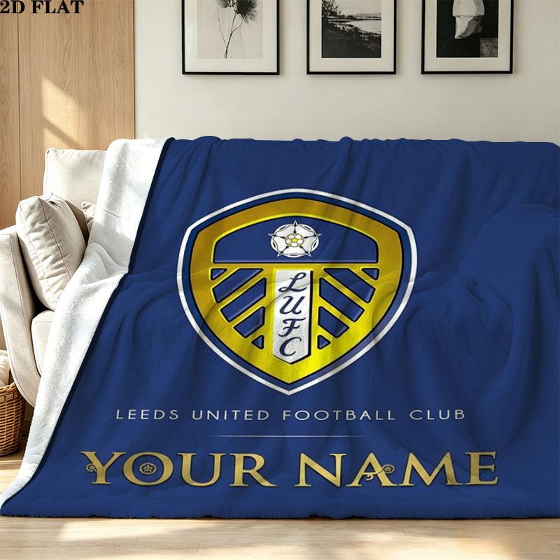 1PC Leeds United Custom Name Patterned Flannel Blanket Suitable For All Seasons for Home Decor Warmth and Comfort Gifts Holiday Present