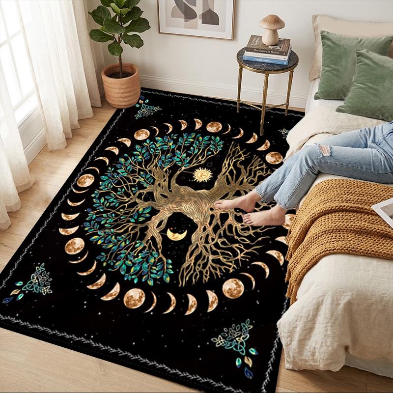 Moon Tree Living Room Nonslip Area Rug Soft Carpet For Bedroom Game Playroom Sofa Office Home Decor Doormat Christmas Gift C9301125