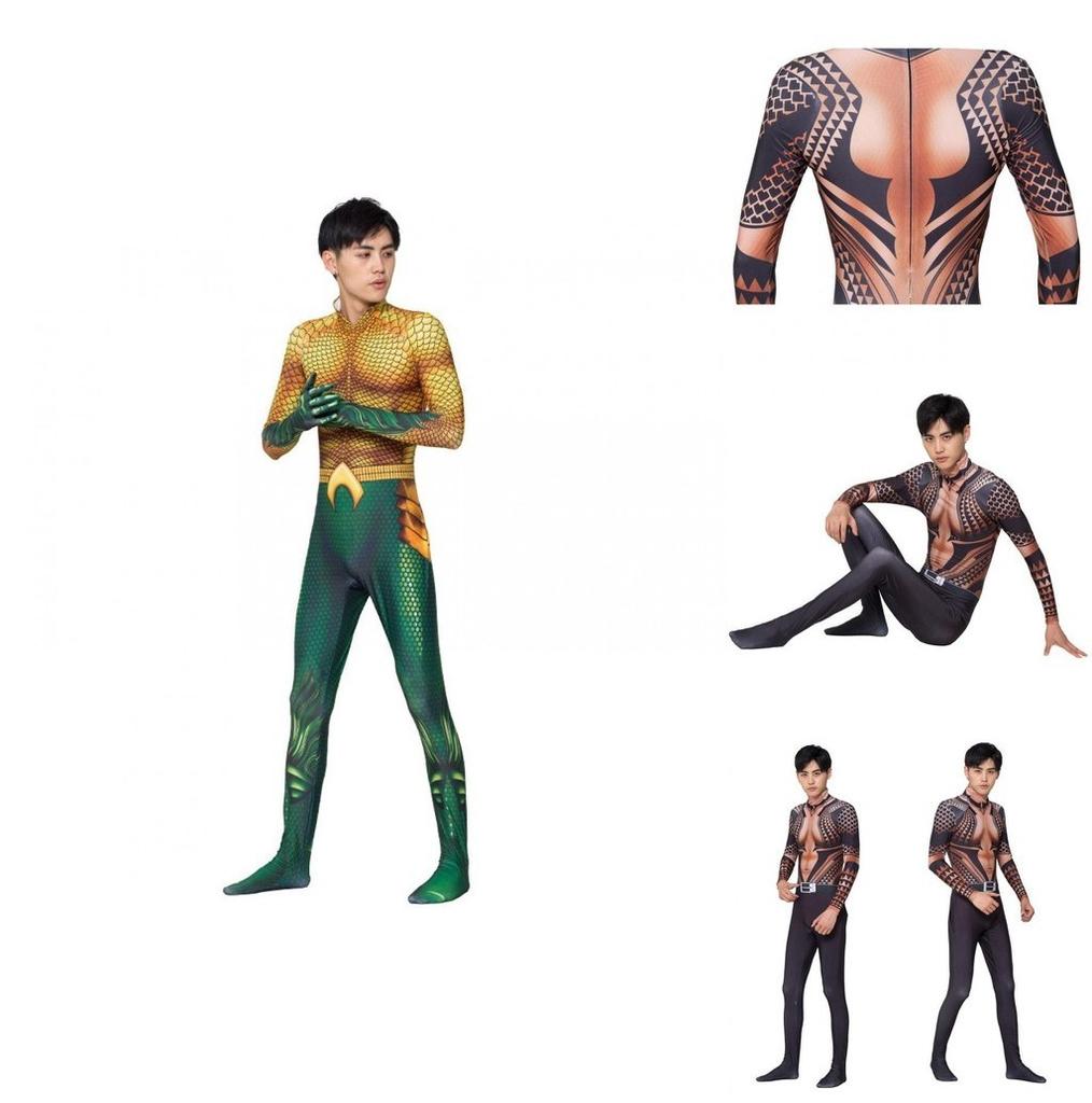 Aquaman Arthur Curry Cosplay Kostüm Bodysuit Perfekt für Halloween Cosplay**