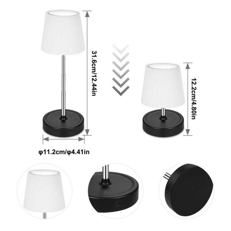 Battery Operated Lamp Adjustable Height Portable LED Desk Lamp 3000mAh Battery Operated LED Lamp Stepless Dimmable Lamp