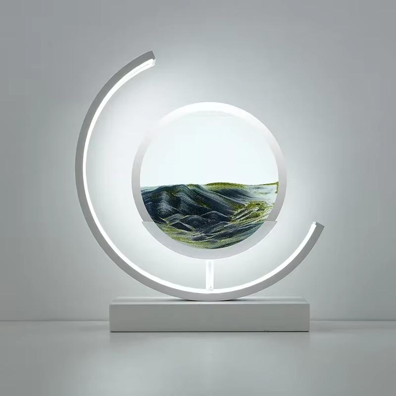 Sandscape Moving Sand Art Picture Table Lamp Quicksand 3D Dynamic Liquid Hourglass Flowing Sand Painting Bedroom Home Decor Gift
