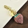 Metal Key Chain, Three-dimensional Fruit Bag Key Chain, Diamond-inlaid Strawberry Pendant
