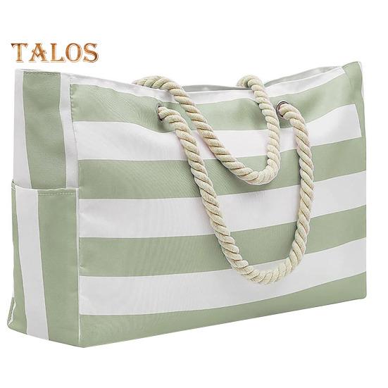 

Пляжная сумка с боковым карманом, толстая плетеная веревка, внутренний водонепроницаемый карман, пескозащитная застежка-молния, большая вместительная дорожная сумка, сумка для уличного багажа зелёный