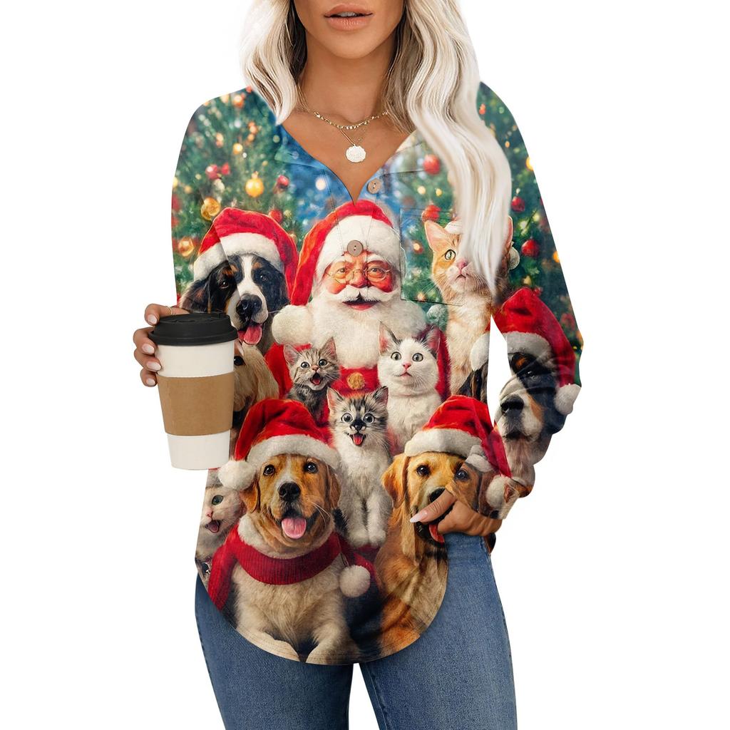 Женский модный топ с длинными рукавами в стиле ретро с принтом