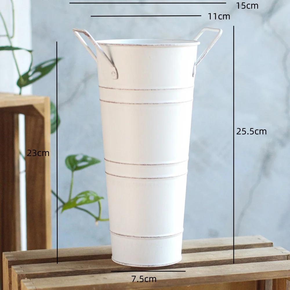 Galvanized Sheet Iron Vase Decor Dried Flowers Container Metal Vase for Home Decor Florists Display Flower Buckets