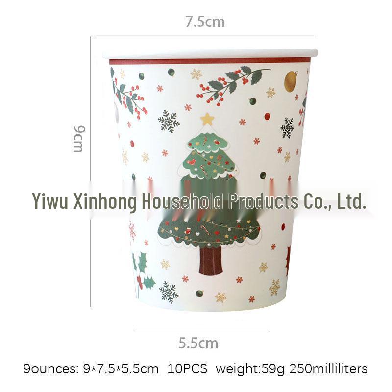 Festliches Weihnachtsgeschirr-Set: Pappteller, Servietten, Becher, Unregelmäßige Teller, Tischdecke, Besteck für Neujahrspartys