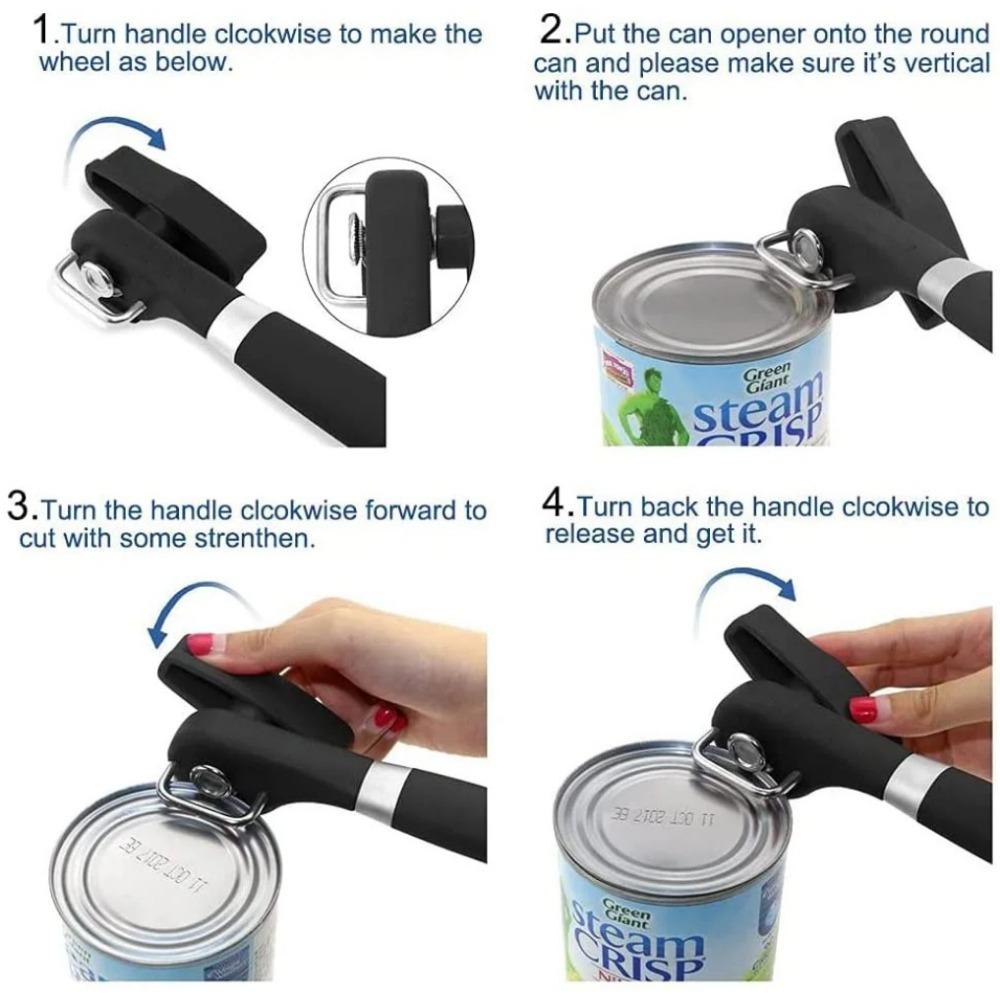 Safe Cut Can Opener, Smooth Edge Can Opener Handheld, Food Grade Stainless Steel Cutting Can Opener for Kitchen & Restaurant