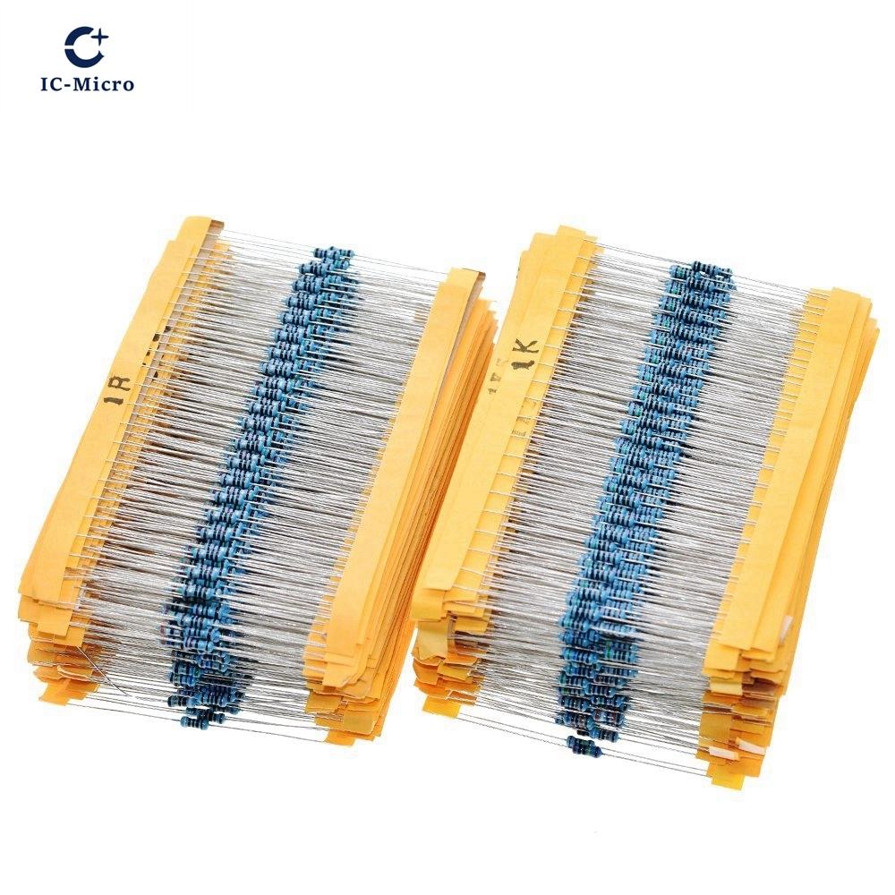 100pcs 1/4W 1R~22M 1% Metal Resistors 220R 100R 1K 1.5K 2.2K 4.7K 10K 22K 47K 100K 100 220 1K5 2K2 4K7 Ohm Resistances XZG