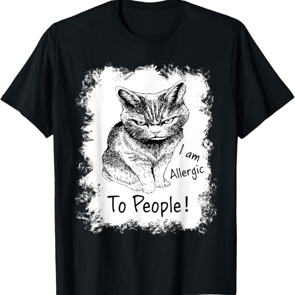 Ich bin allergisch gegen Menschen Lustiges Süßes Katzen-Meme T-Shirt für Männer Frauen